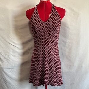 Chic Halter Mini Dress in Black and Pink